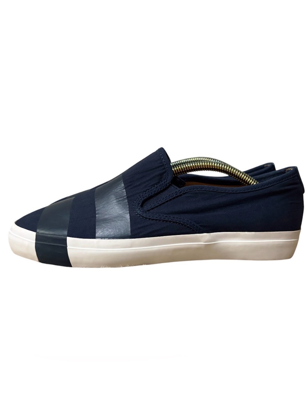 The Office Of Angela Scott Navy Stripe Women’s Canvas Slip-On Sneaker Shoes Sz 9